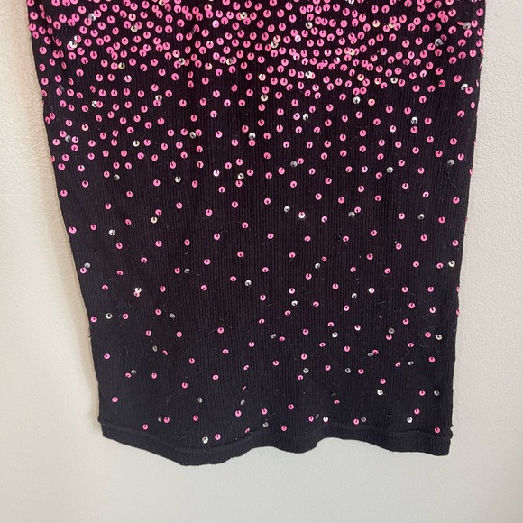 GLISH Womens Pink Black Sequins Embellished Cotton Rib Knit Tank Top Medium - Picture 7 of 7